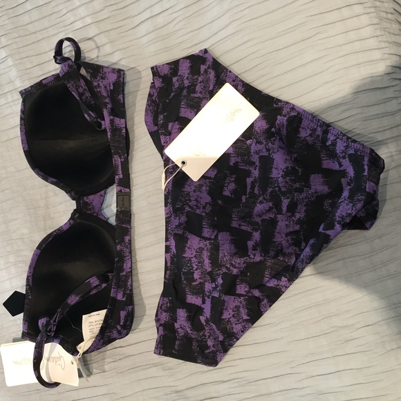 Purple/Black Print Bikini Top and Bottom - Picture 4 of 4